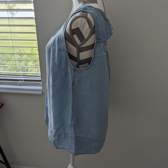 Soft Surroundings Baby Blue Tencel Denim Sleeveless Top - Picture 5 of 5
